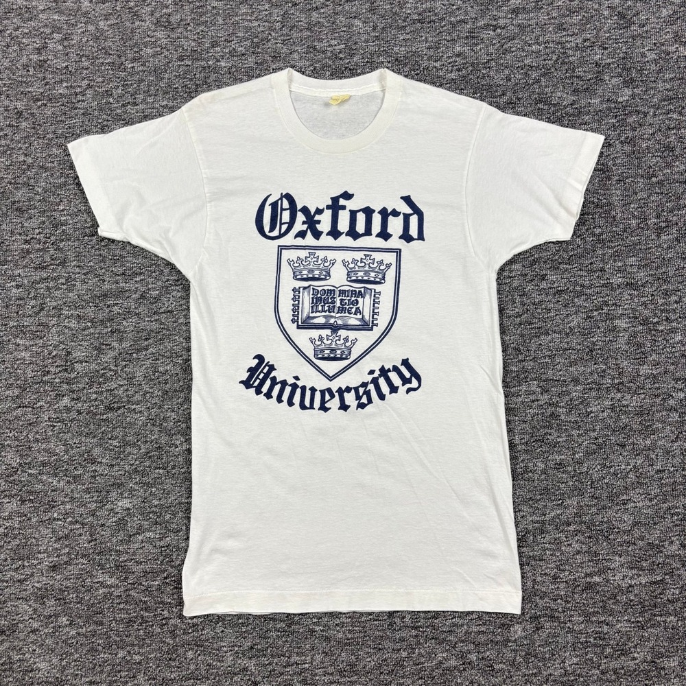 Vintage 80s Oxford University Screen Stars Graphic T-Shirt White Men's Large